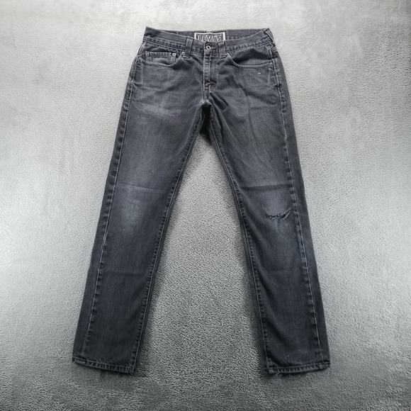 Levis 511 Jeans Mens 33x32 Gray Skinny Mid Rise Dark Wash Ripped Grunge Denim - Picture 1 of 14